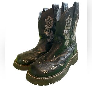 Ropers, black leather “FatBaby” rhinestones 
size7.5. cowgal boots!